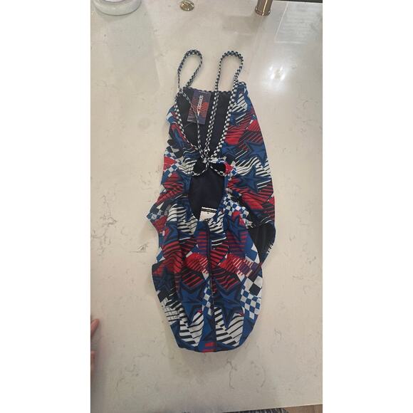 Women's Speedo Printed Double X Back 1Pc Overdrive True Cobalt 38 - Picture 4 of 4